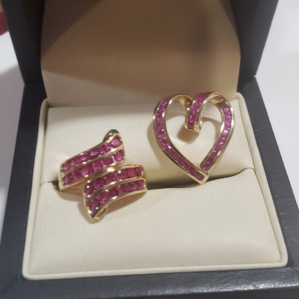 Ruby Heart Pendant and Ring